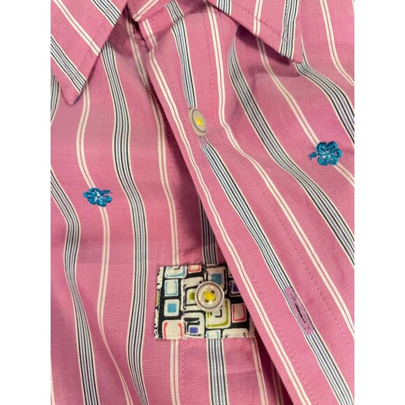 Robert Graham The Freshly Laundered Pink stripe & Embroidered Shirt XXL - Picture 7 of 8